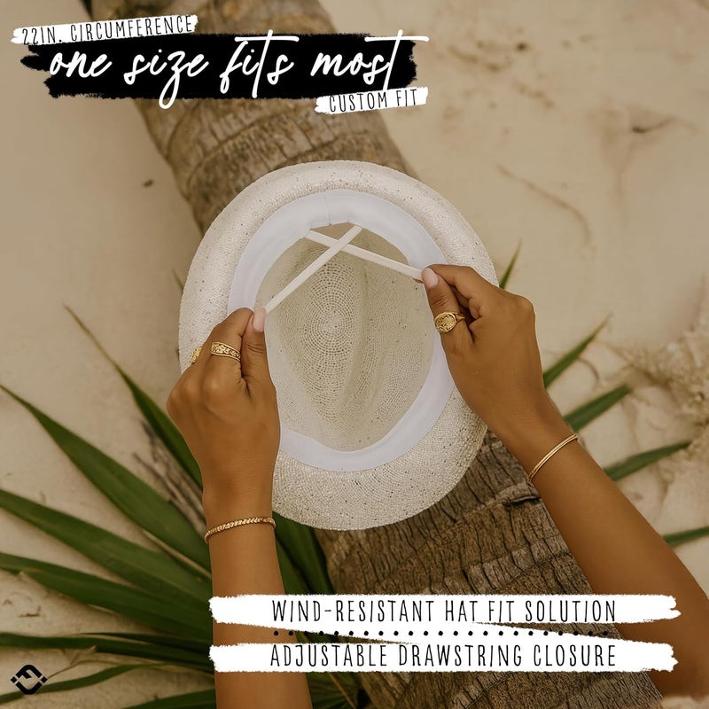 Funky Junque Women's Straw Fedora Sun Hat - UPF 50+ Protection, Short Brim, Stylish Woven Pattern - Image 3